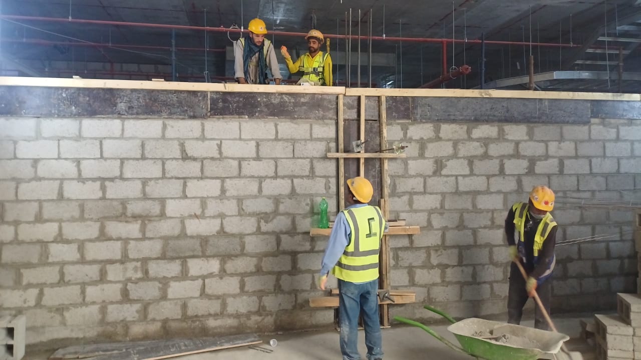 Block wall construction interior view at Misk City